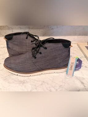 TOMS Men's Navi Boot Color BlackCross Hatch Denim NEW SIZE 10